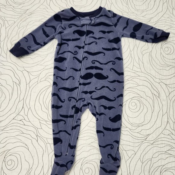 FREE W/ BUNDLE [12M] "Moustache" Patterned Carter's Footie PJs - Picture 1 of 7